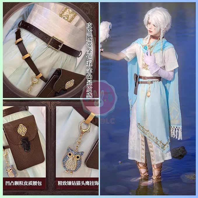 (今月まで)占い師 ホワイト コスプレ(ウィッグ付き) 三分妄想 第五人格 IdentityV コスプレ 占い師 ホワイト ウィッグ