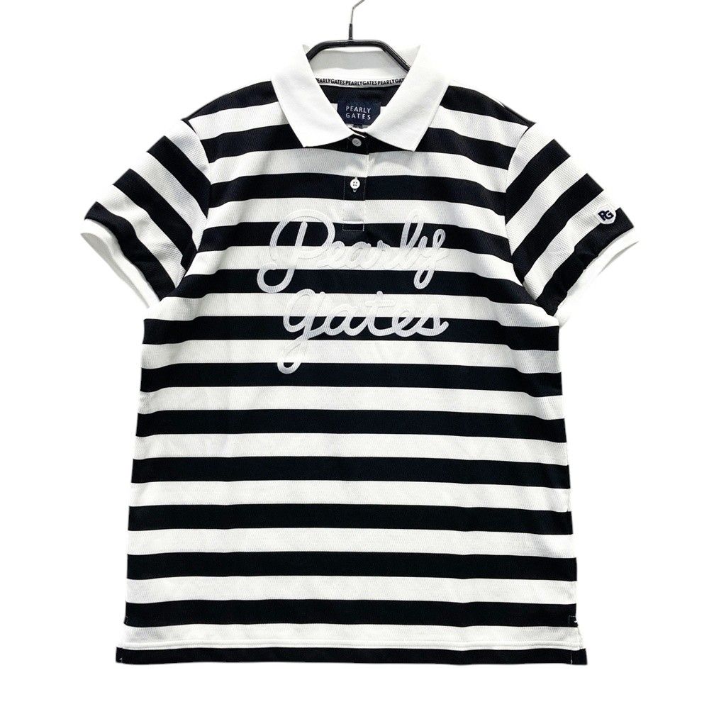 サイズ 2 PEARLY GATES パーリーゲイツ モデル 半袖ポロシャツ ボーダー柄 ブラック系 240101418150 ゴルフウェア レディース ストスト