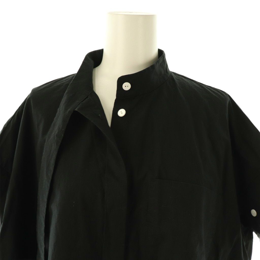 ENFÖLD 半袖 ブラック シャツ 38 新品　タグ付き エンフォルド ENFOLD 25SS ROLL-UP SLEEVES SHIRT シャツ 半袖