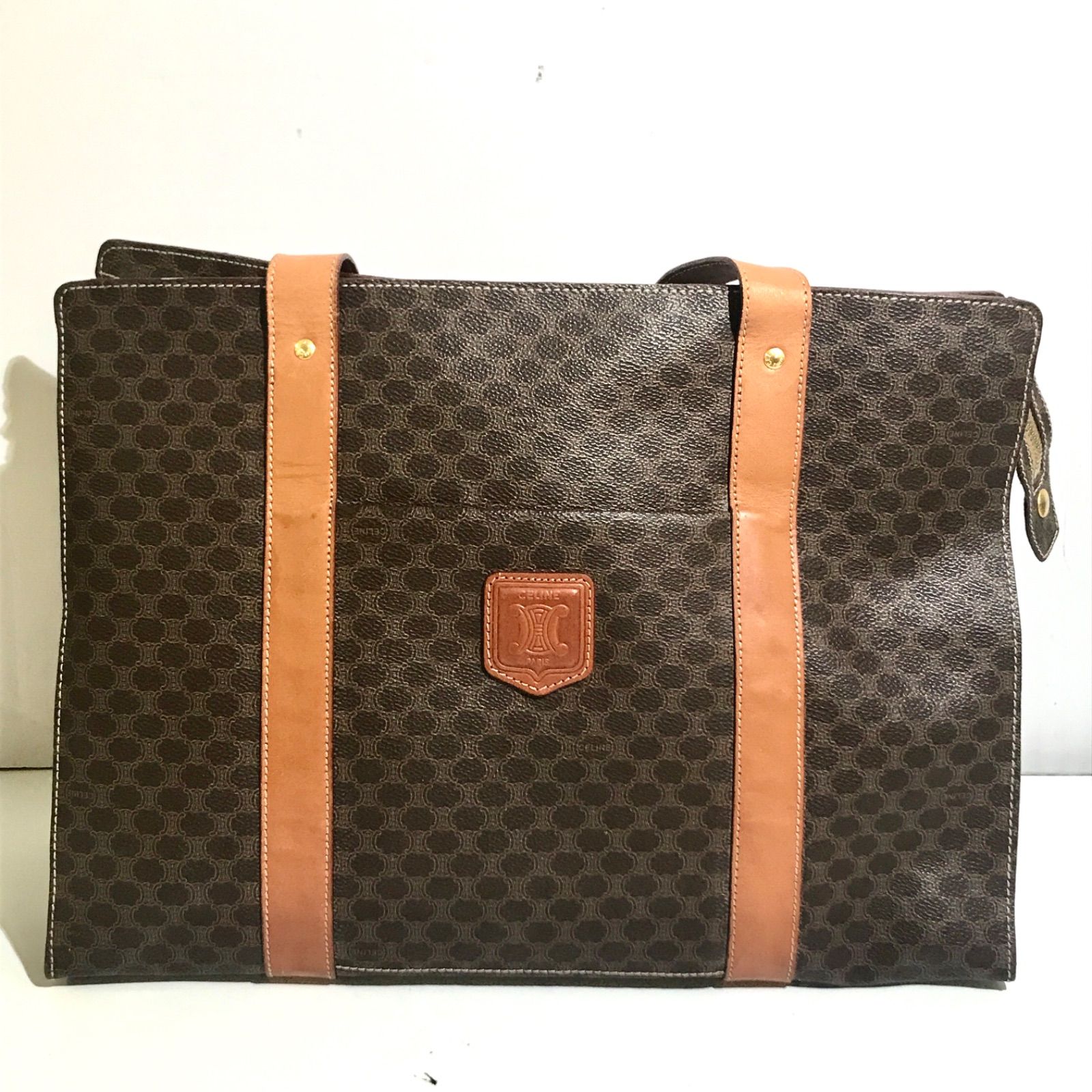 ⭐️極美品⭐️　セリーヌ　マカダム　トートバッグ　MC97/2　PVC ブラウン CELINE セリーヌ トートバッグ MC97/2 マカダム柄 PVC×レザー