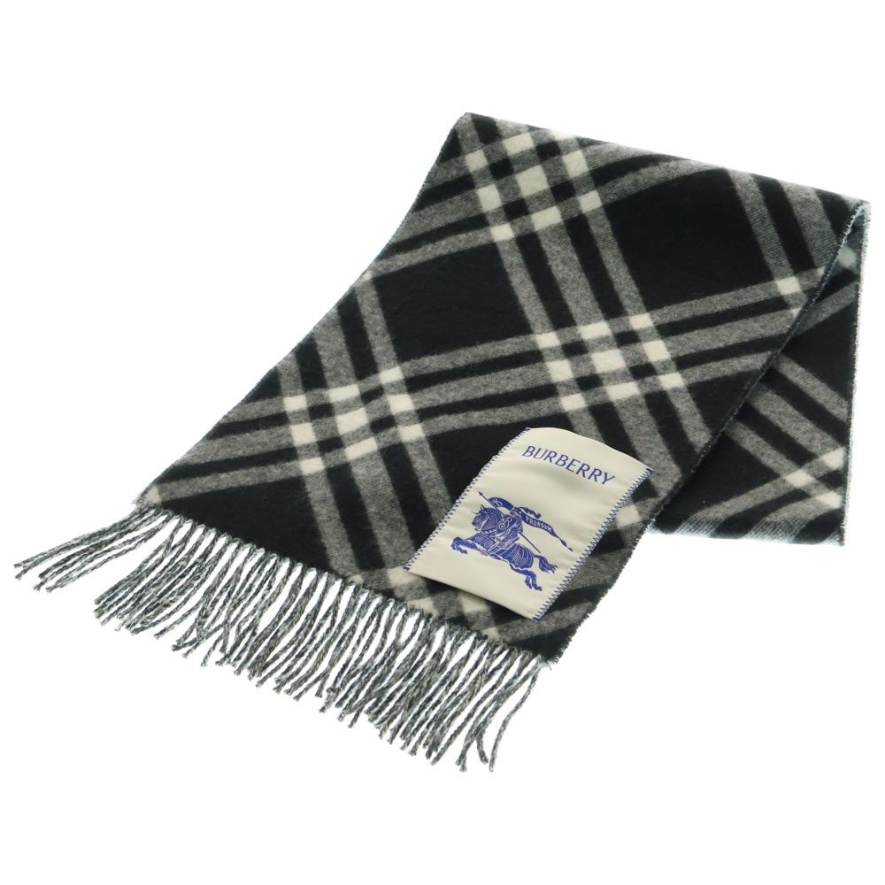 M BURBERRY ノバチェック マフラー メリノ ウール 90% カシミヤ 10