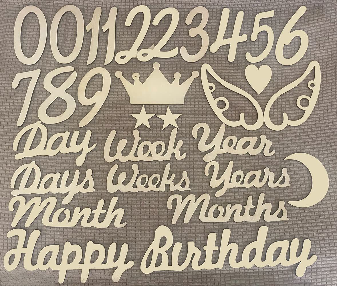 月齢　フォト　レターバナー　31枚セット　誕生日　マンスリー　木製　カード