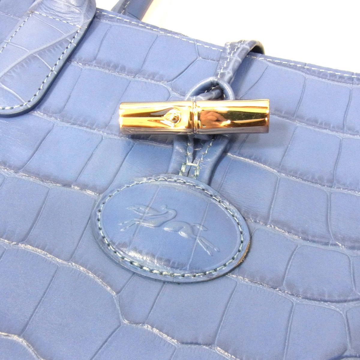 【美品】LONGCHAMP ロンシャン トートバッグ クロコ型押し トグル ロゾ imgrc0131438319.jpg