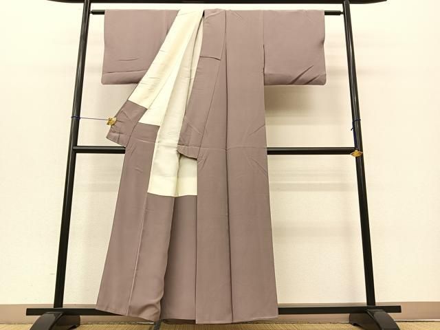 平和屋着物□本草木染作家 圓啓 色無地 老竹色 正絹 逸品 BAAQ0733ct