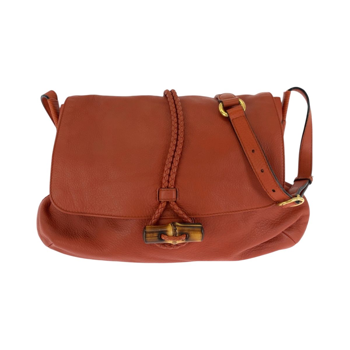 美品 GUCCI グッチ バンブー オレンジ ブラウン ゴールド金具
