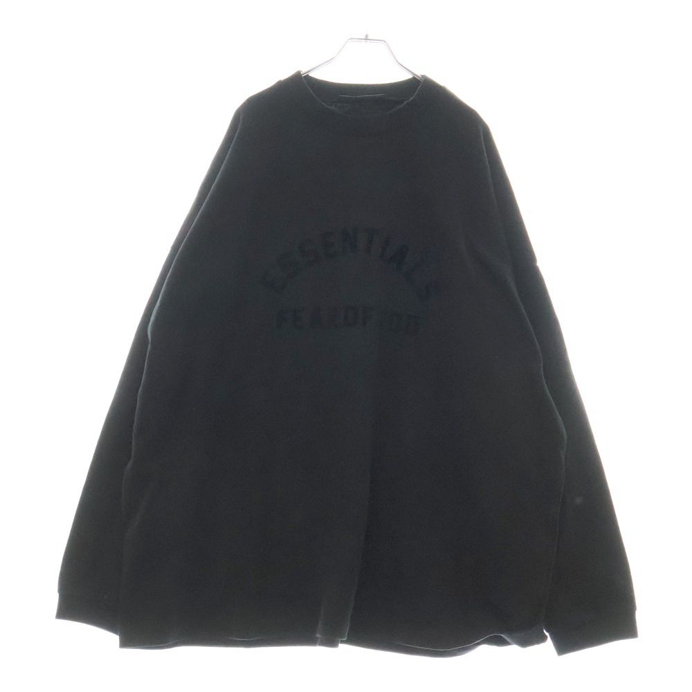 FEAR OF GOD ESSENTIALS (フィアオブゴッド エッセンシャルズ) HEAVY L/S T-SHIRT フロントラバーロゴ ヘビー長袖Tシャツ ブラック