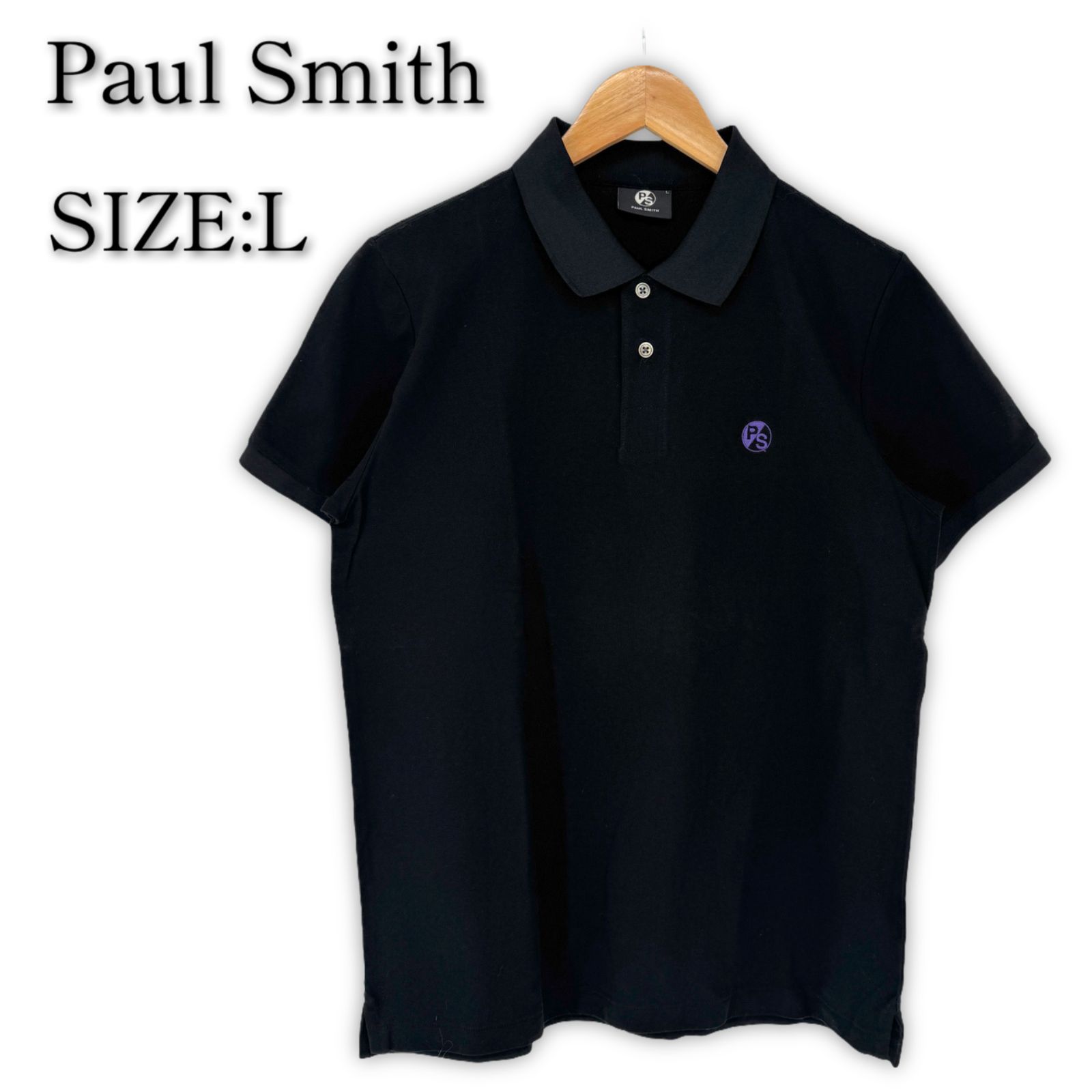 美品 PAUL SMITH ポールスミス 半袖 ポロシャツ L ブラック 半袖シャツ 