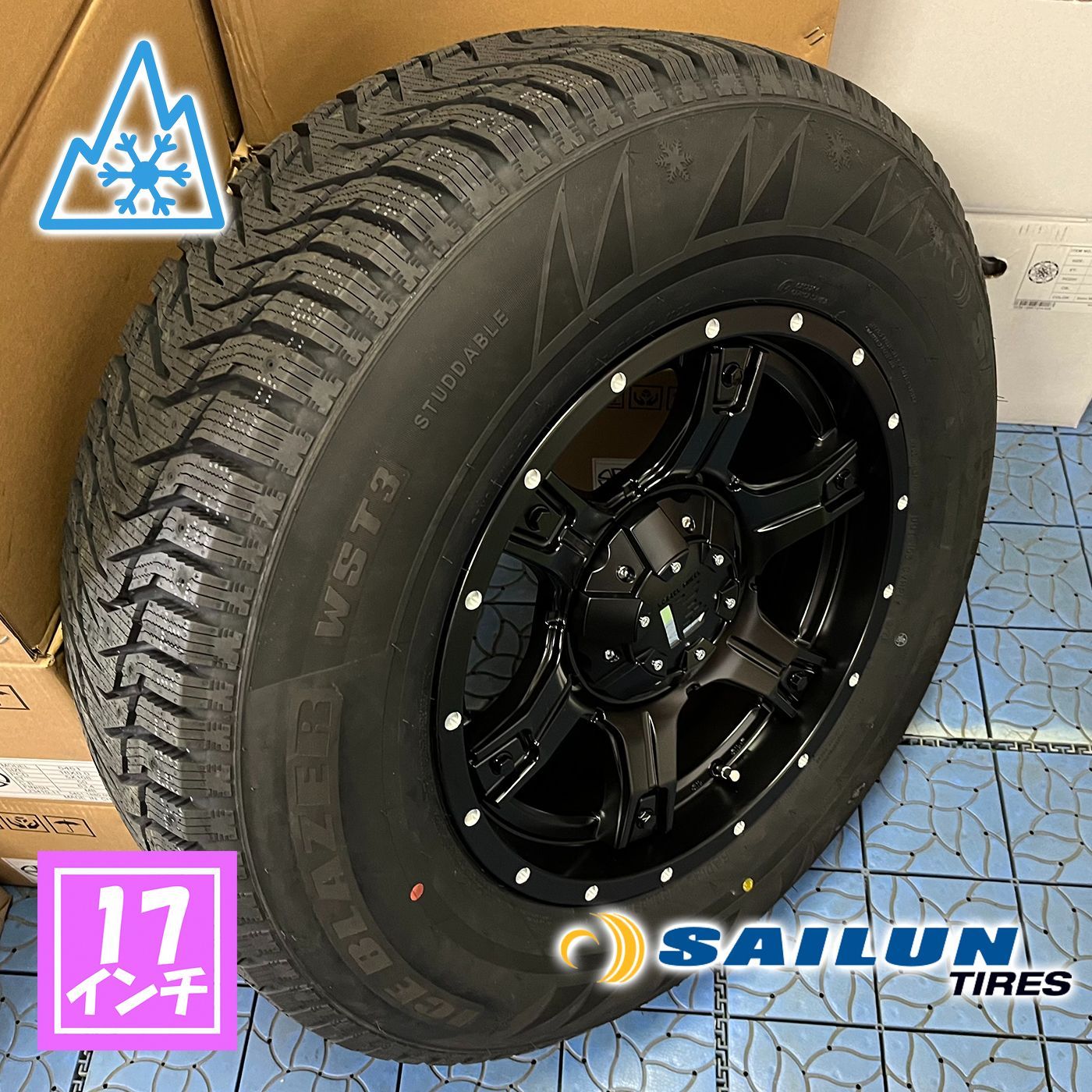 10月中旬入荷 品 スタッドレス プラド ハイラックス サーフ FJ H3 パジェロ SAILUN ICE BLAZER WST3 265 70R17 LEXXEL OutLaw アウトロー 4本セット