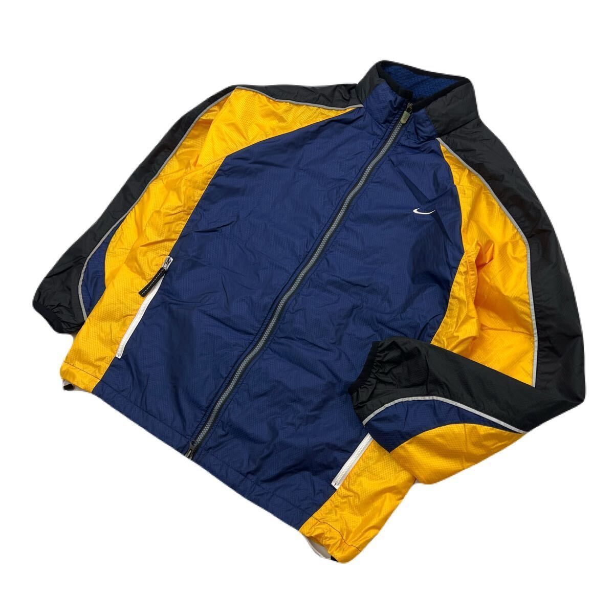 オールド ナイキ 裏メッシュ ナイロンジャケット ネイビー オレンジ