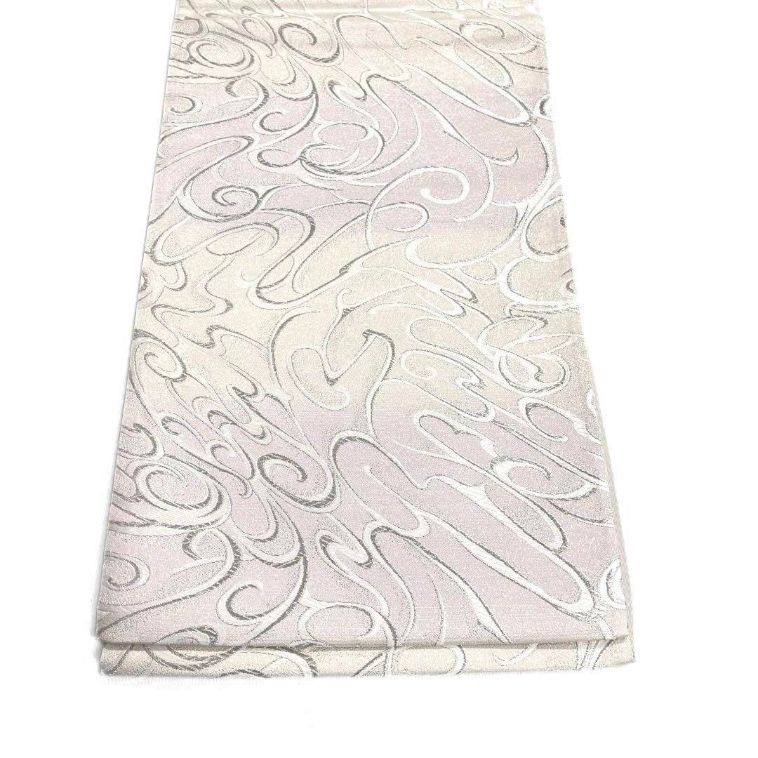 未着用 袋帯 枝垂れ桜 流線 パステルカラー 銀通し 銀彩 着物 034a d