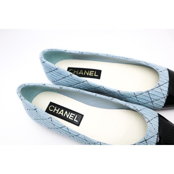CHANEL シャネル ツイード フラット バレエシューズ パンプス ココマーク CHANEL バレエシューズ ツイード ココマーク レザー フラット
