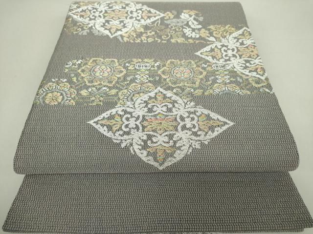 平和屋着物○太鼓柄袋帯 花菱文 金銀糸 正絹 逸品 未使用
