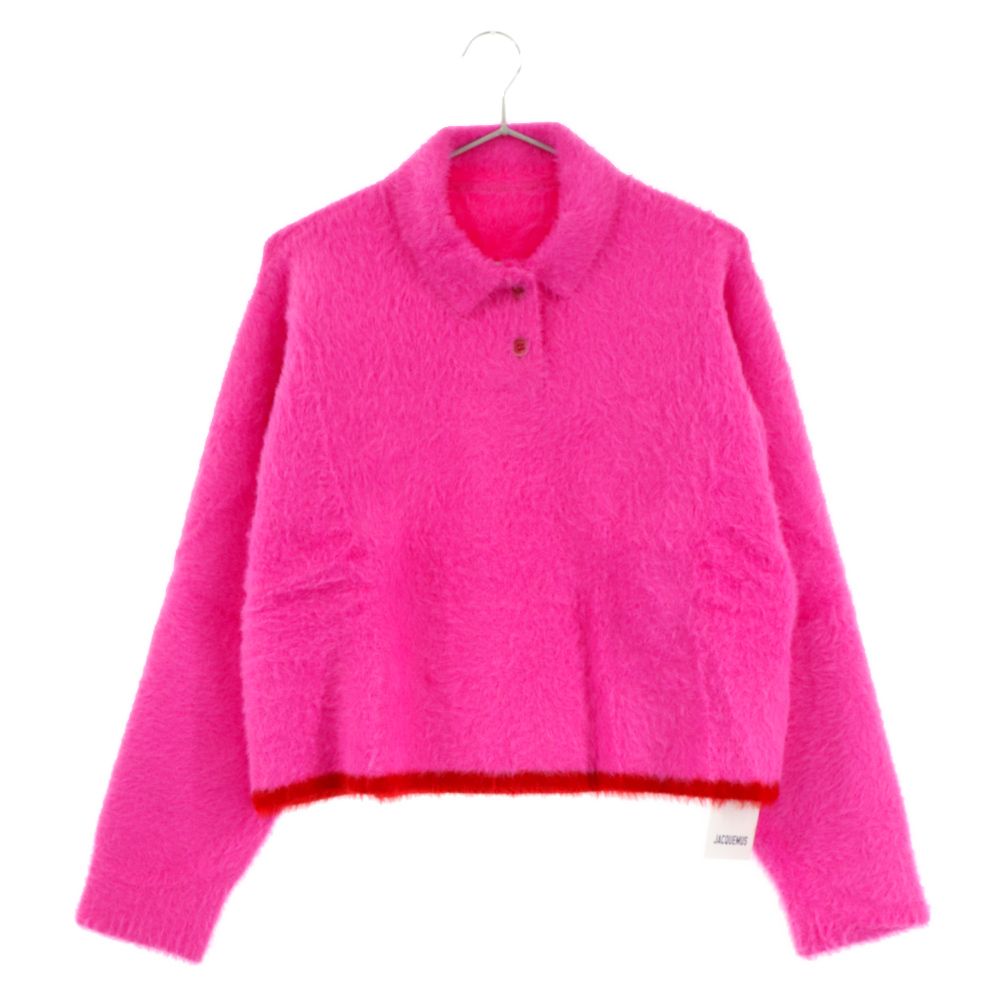 JACQUEMUS (ジャックムス) PINK LE POLO NEVE JUMPER 裾ライン シャギーニット ポロセーター レディース ピンク  213KN601-2390430 - メルカリ