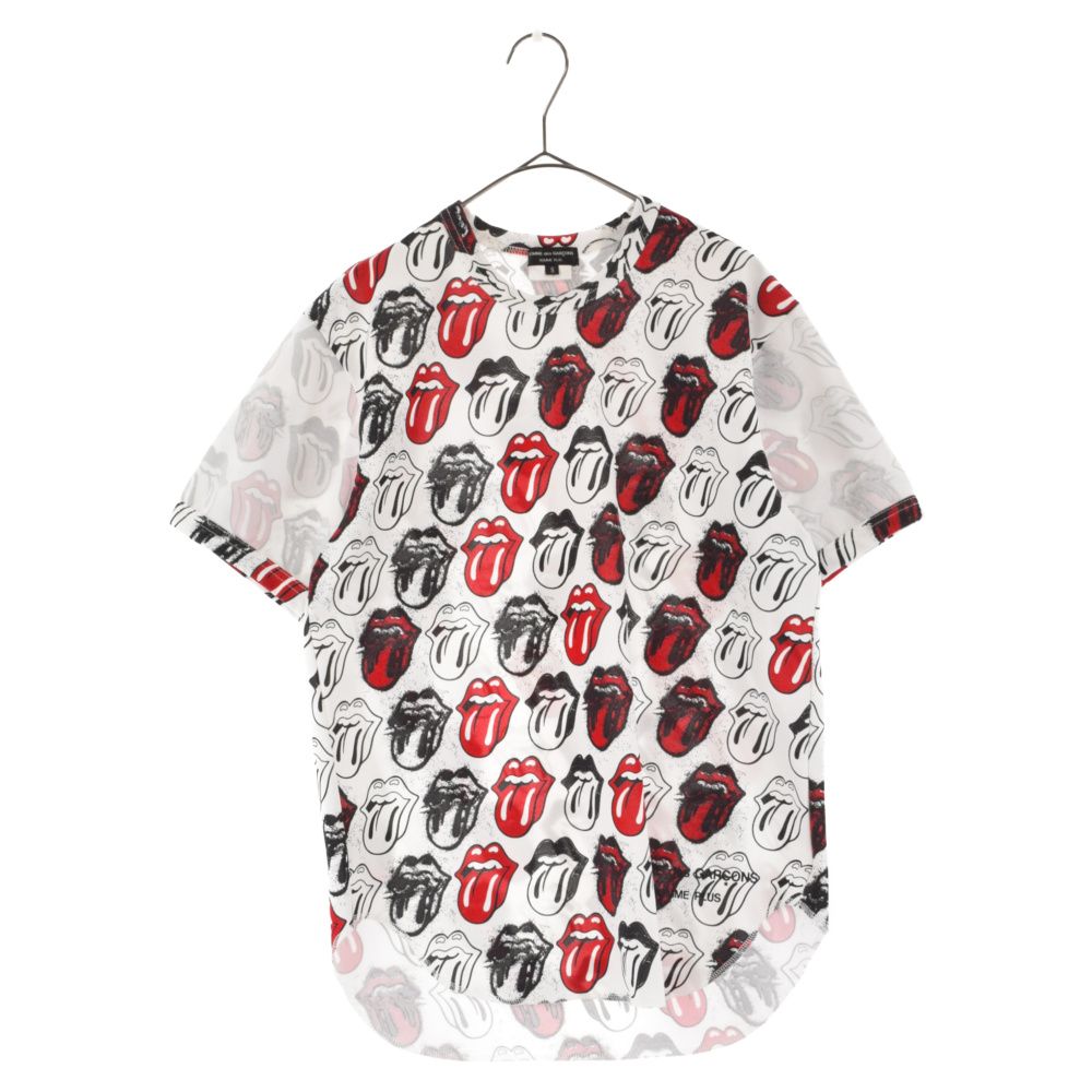 COMME des GARCONS HOMME PLUS (コムデギャルソンオムプリュス) ROLLING STONES LIP AND TAN  ICON TEE ローリングストーンズ リップ&タン 総柄切替半袖Tシャツ ホワイト - メルカリ