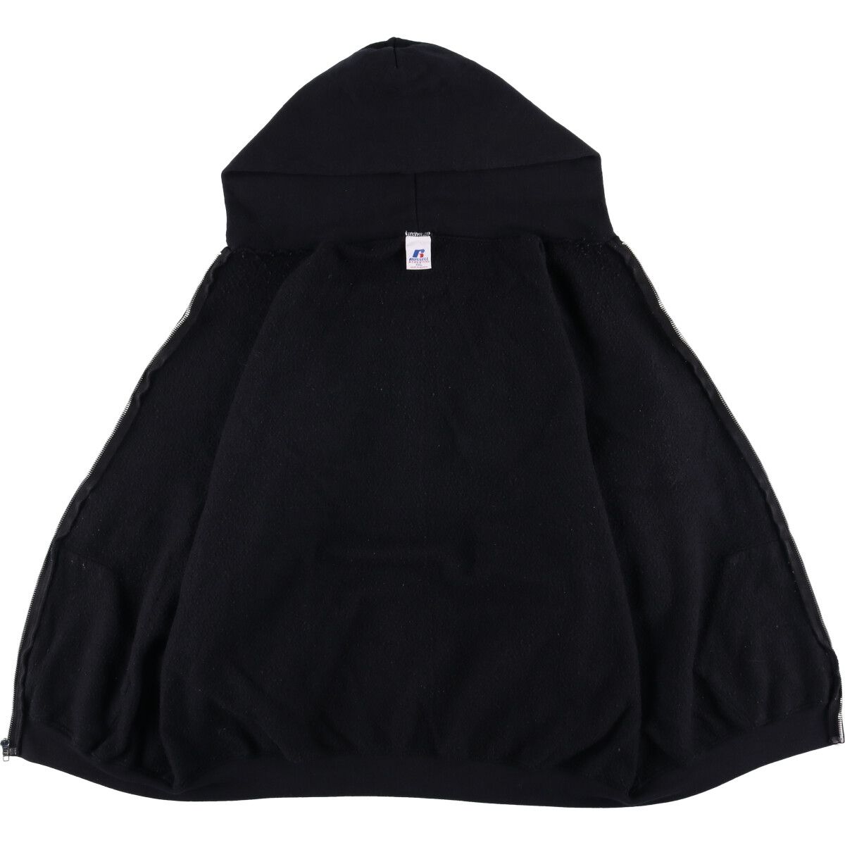 【値下げ不可】古着 RUSSEL ジップパーカー 黒 XXL 古着 00年代~ ラッセル Russell バックプリント スウェット