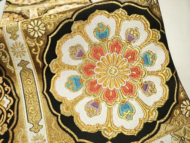 平和屋着物○つけ帯 唐織 正倉院花文 金糸 正絹 逸品 DAAV6104ps