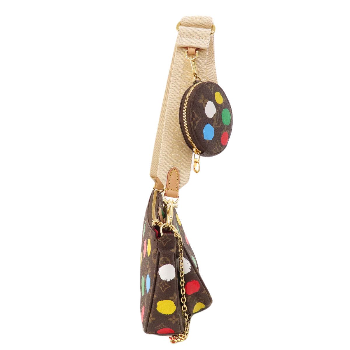 極美品 LOUIS VUITTON ルイヴィトン 草間彌生 ミュルティ ポシェット アクセソワール M46385 モノグラムキャンバス マルチカラー 中古 4b013939 LOUIS VUITTON ルイヴィトン M46385 ミュルティポシェット アクセ