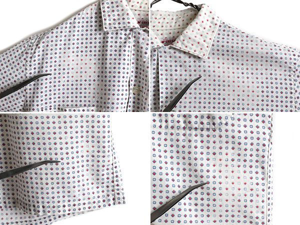 60s USA製 マクレガー 総柄 ループ留め オープンカラー 半袖シャツ S