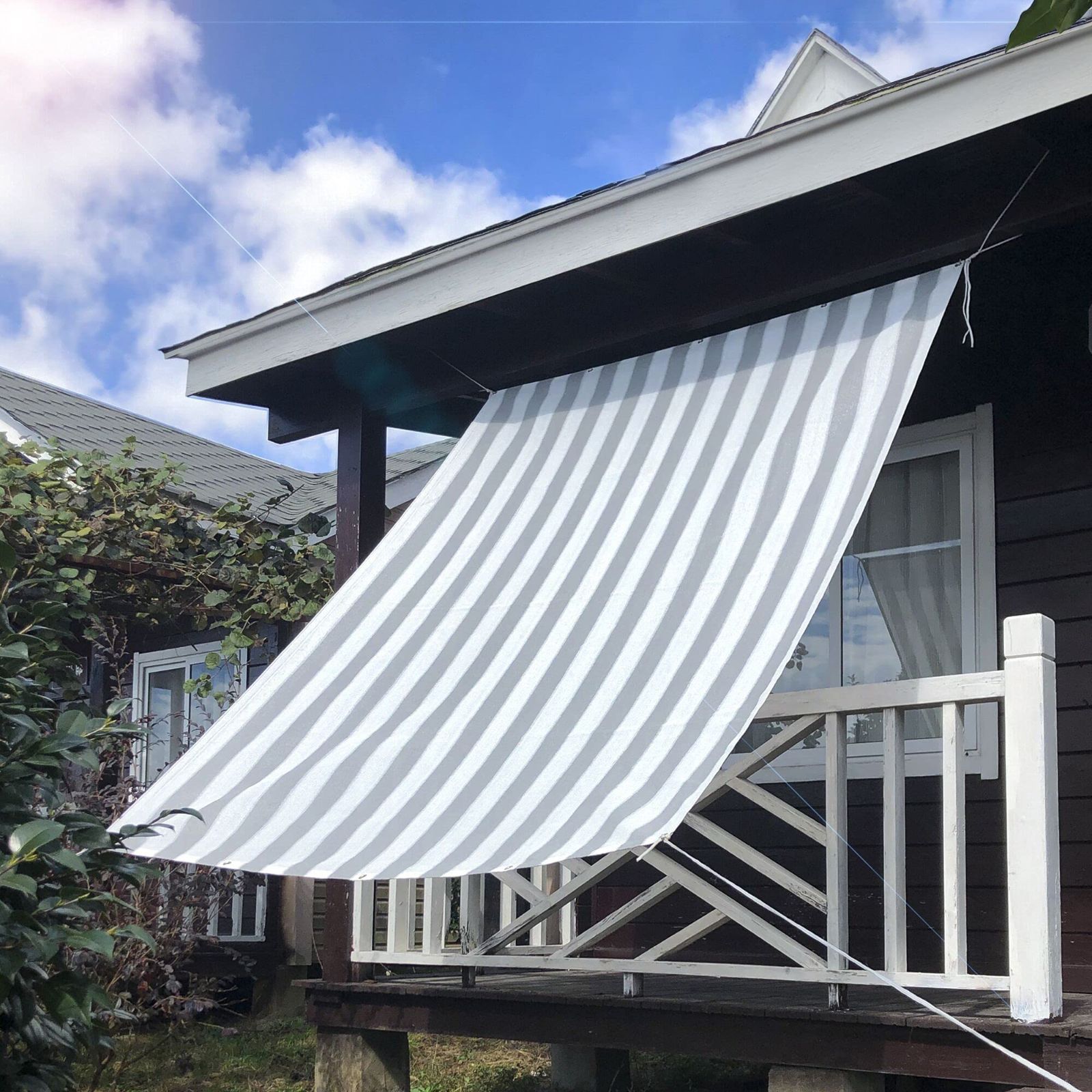 200 x 270cm_グレー・ホワイト HIRARI 日よけ シェード 日除け シェード オーニング 簡単設置 （200&times;270cm） グレー・ホワイト