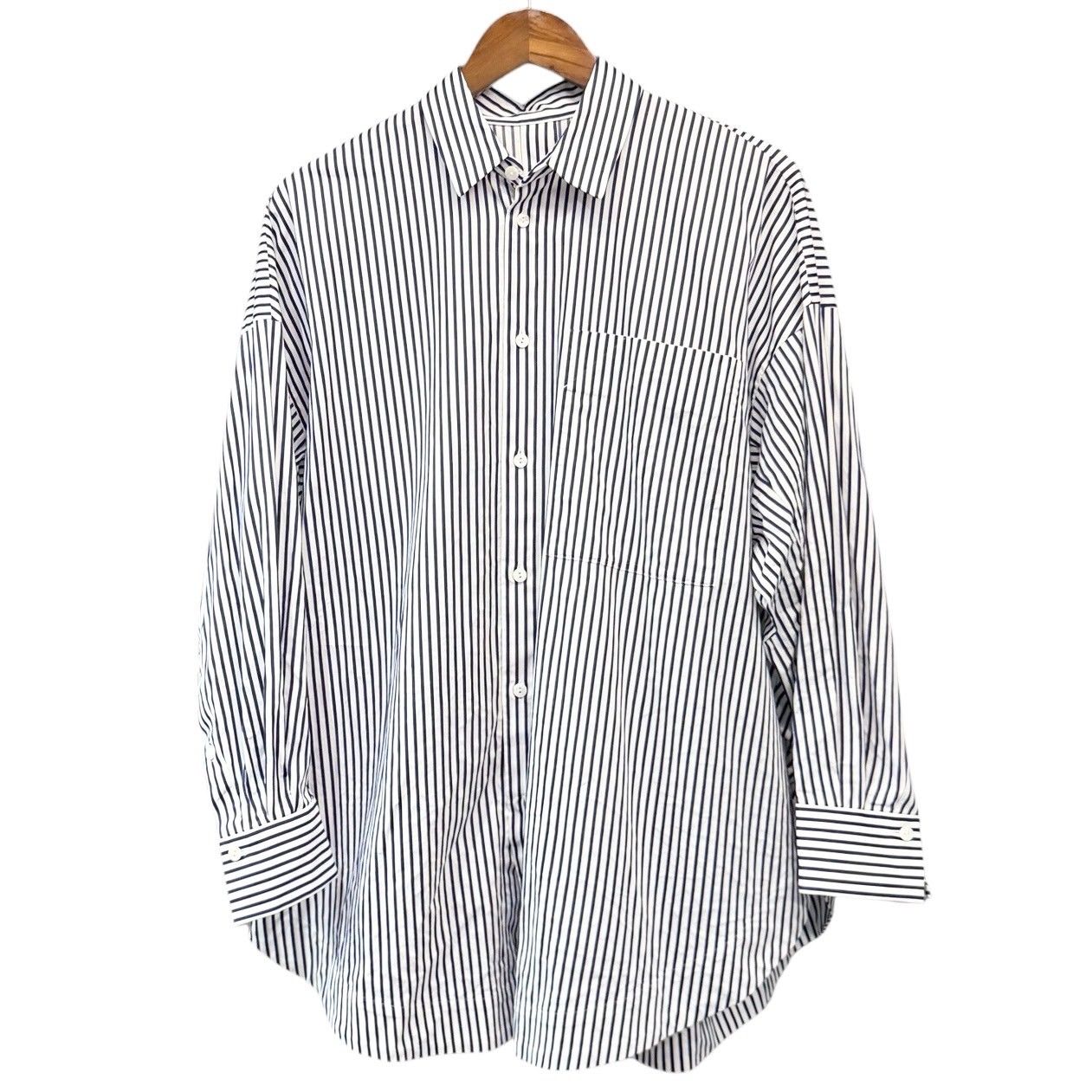 ENFOLD◆長袖シャツ/38/--/GRY/300FS930-0110 ENFOLD エンフォルド 25SS CIRCLE SHIRT ストライプサークル