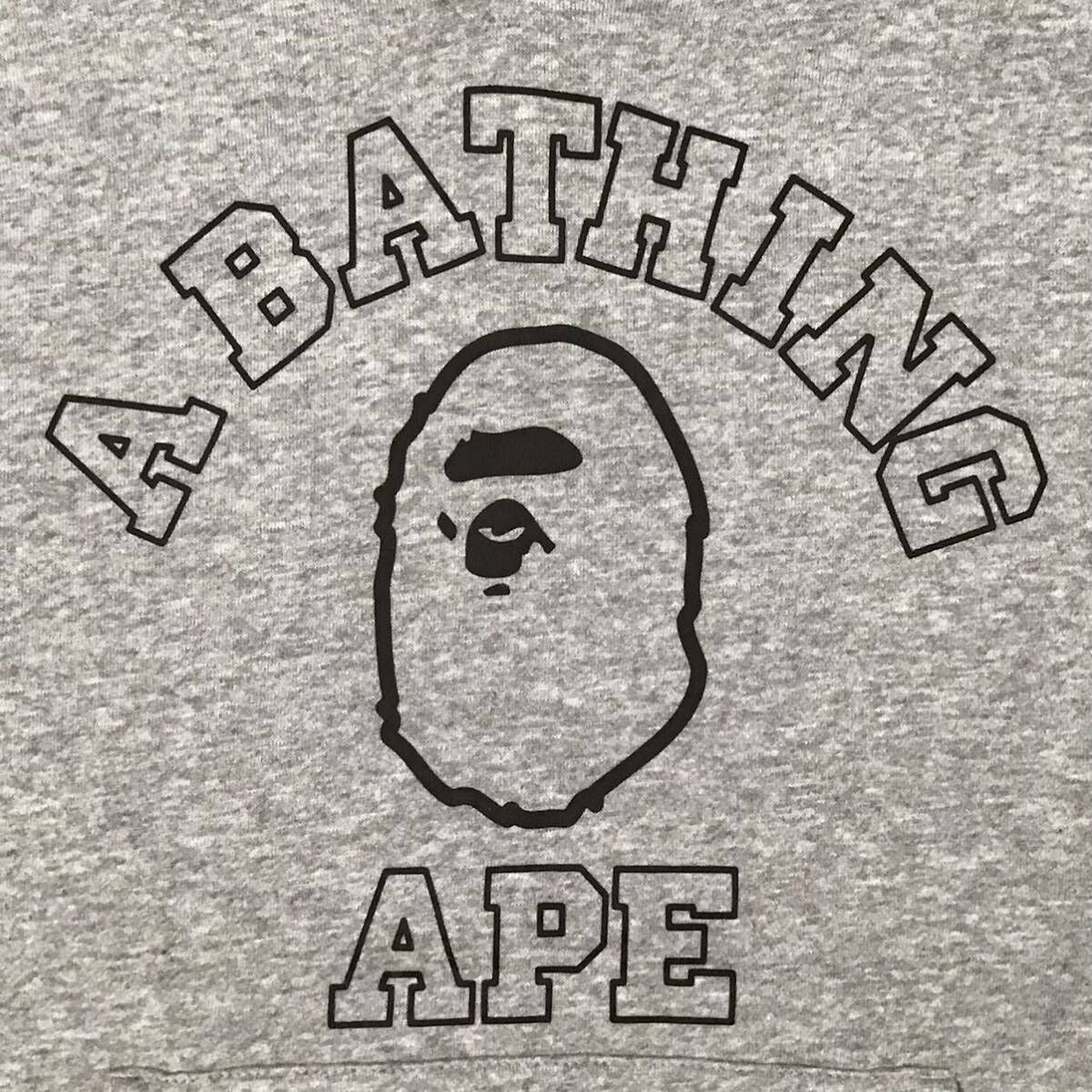 カレッジロゴ プルオーバー パーカー Sサイズ グレー a bathing ape