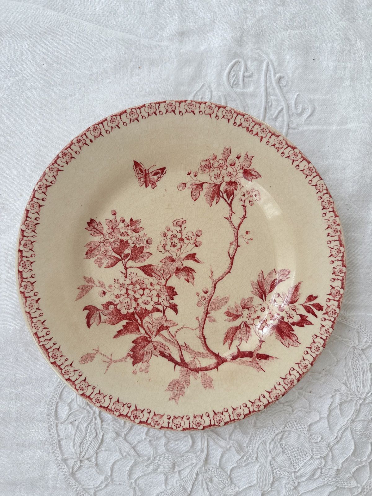 希少◆19世紀クリームウェア レースレリーフ深皿ポントシューオクトゴナルフランス 希少◇19世紀クリームウェア レースレリーフ深皿ポントシューオクトゴ