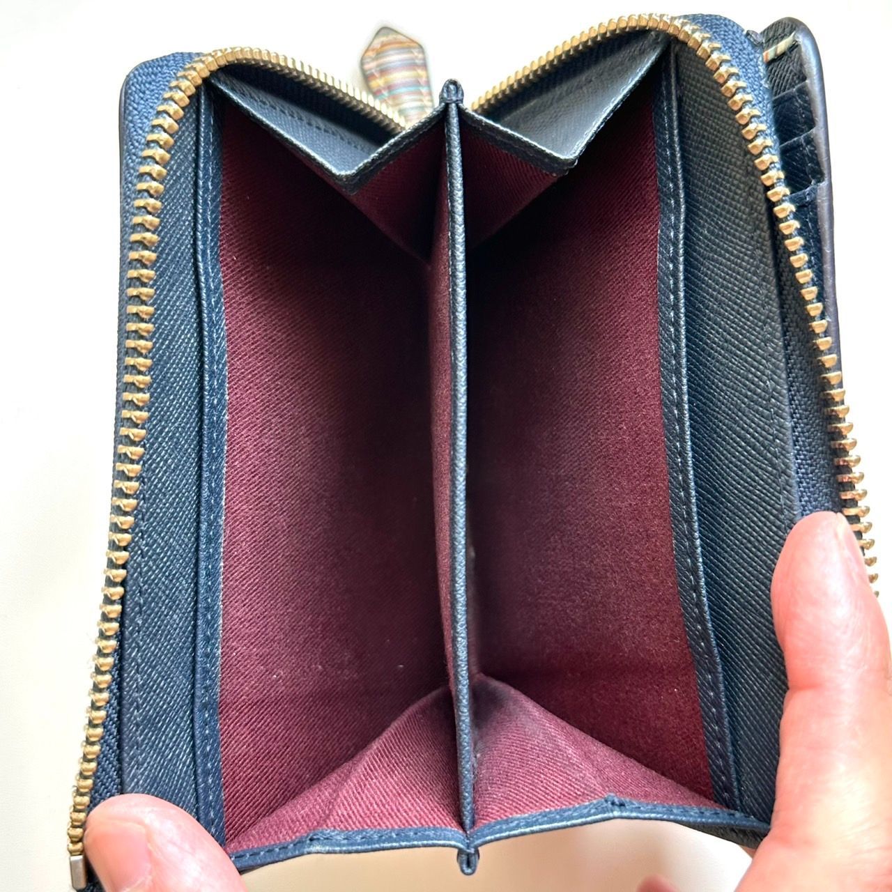 PaulSmith 二つ折り財布 ジップストローグレイン ネイビー レザー ポール・スミス 2つ折り財布 メンズ ジップストローグレイン