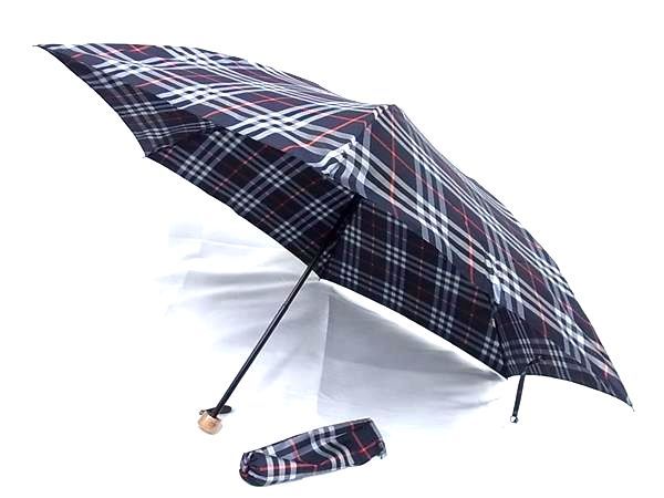 未使用級】バーバリー 長傘 ノバチェック ロゴプレート 木製