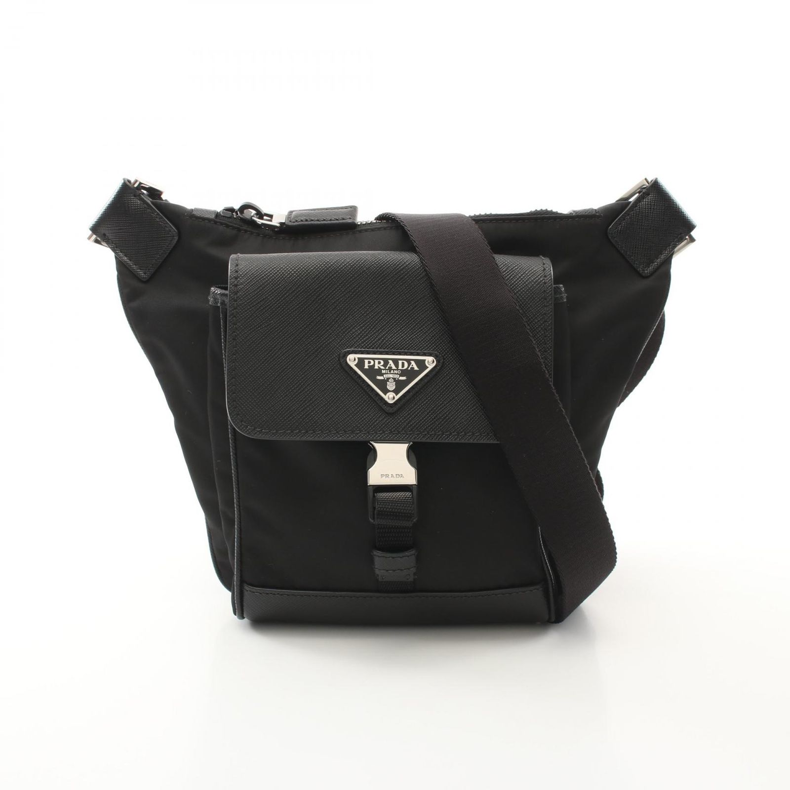 プラダ PRADA ショルダーバッグ Re-Nylon 2VH160 ブラック ナイロン レザー ショルダーバッグ メンズ Used A