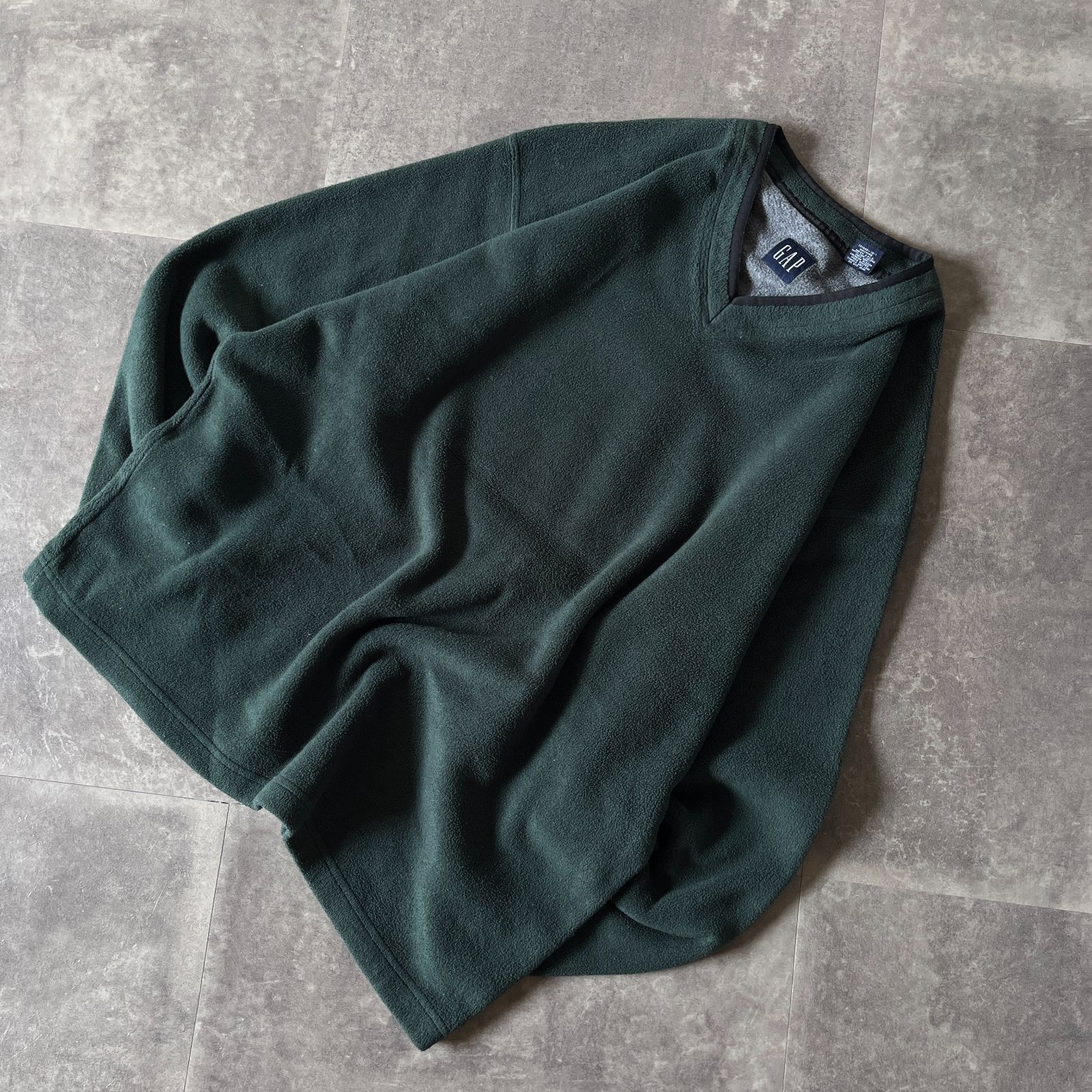 【超特価SALE開催中！】 00s GAP フリースプルオーバー Vネック 緑 XL A535 高感度