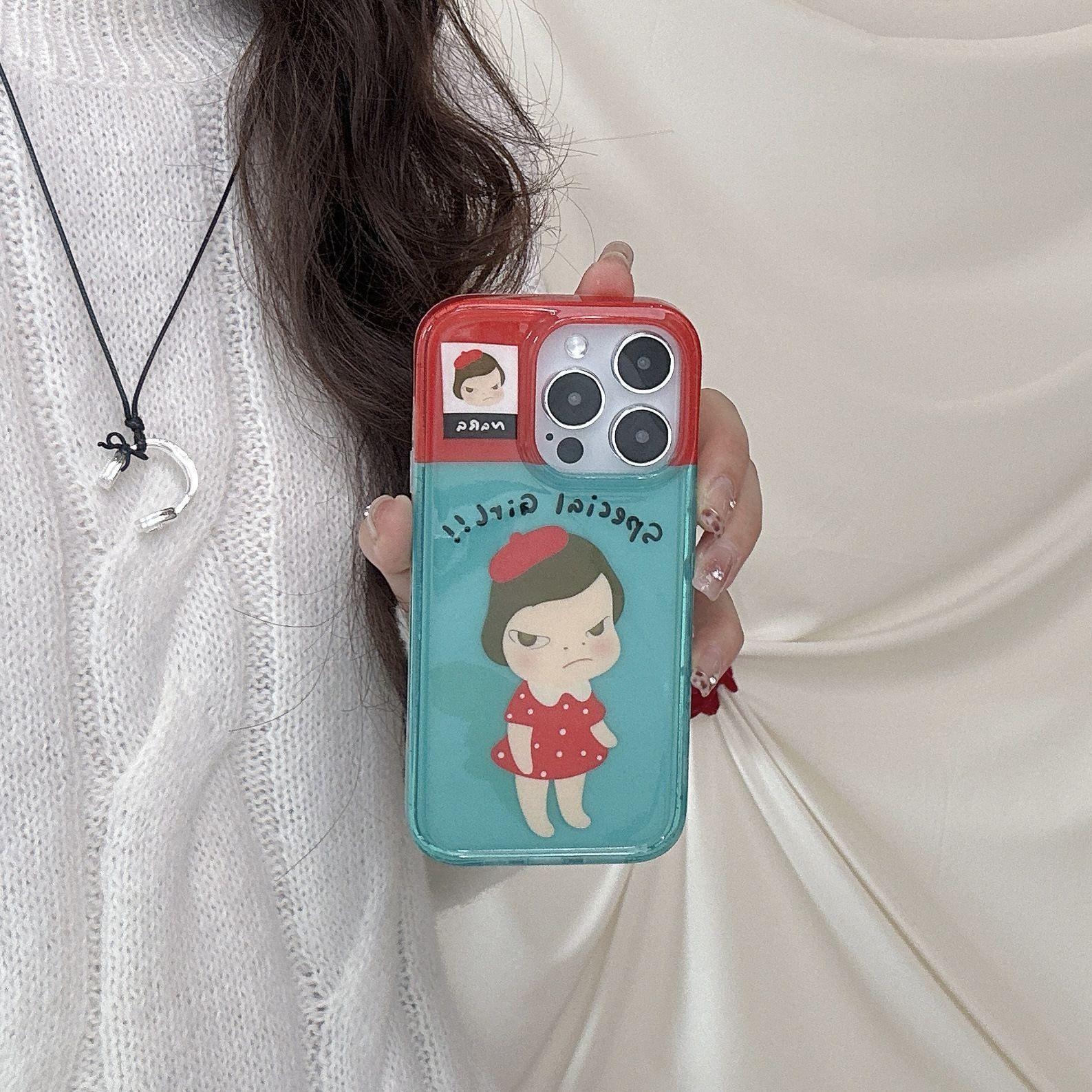 奈良美智 iPhone16proケース ストラップ付き iphoneケース