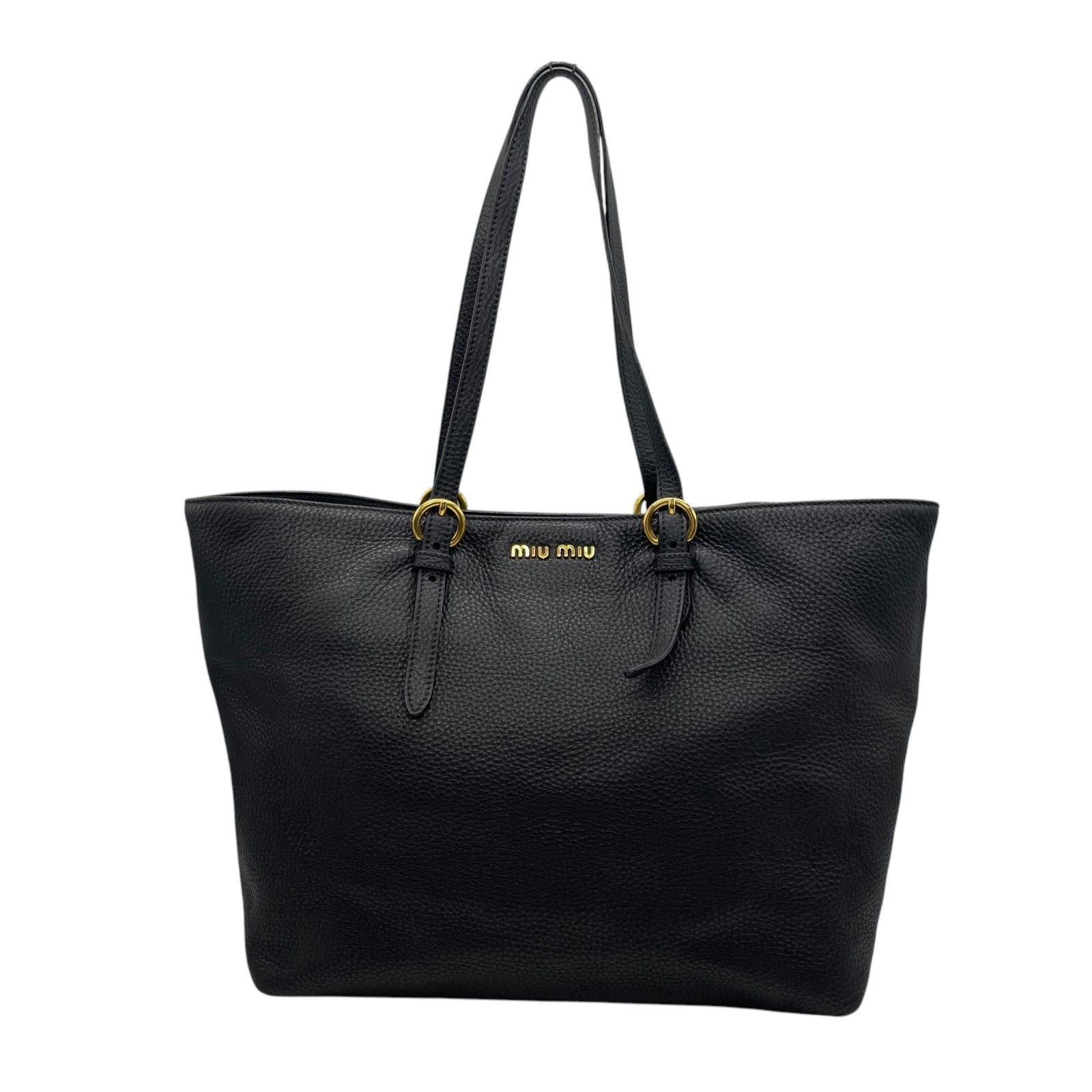 美品✨ミュウミュウ　miumiu バッグ　黒　ハンドバッグ　トートバッグ 中古・古着通販】MIU MIU (ミュウミュウ) ロゴ型押しトート