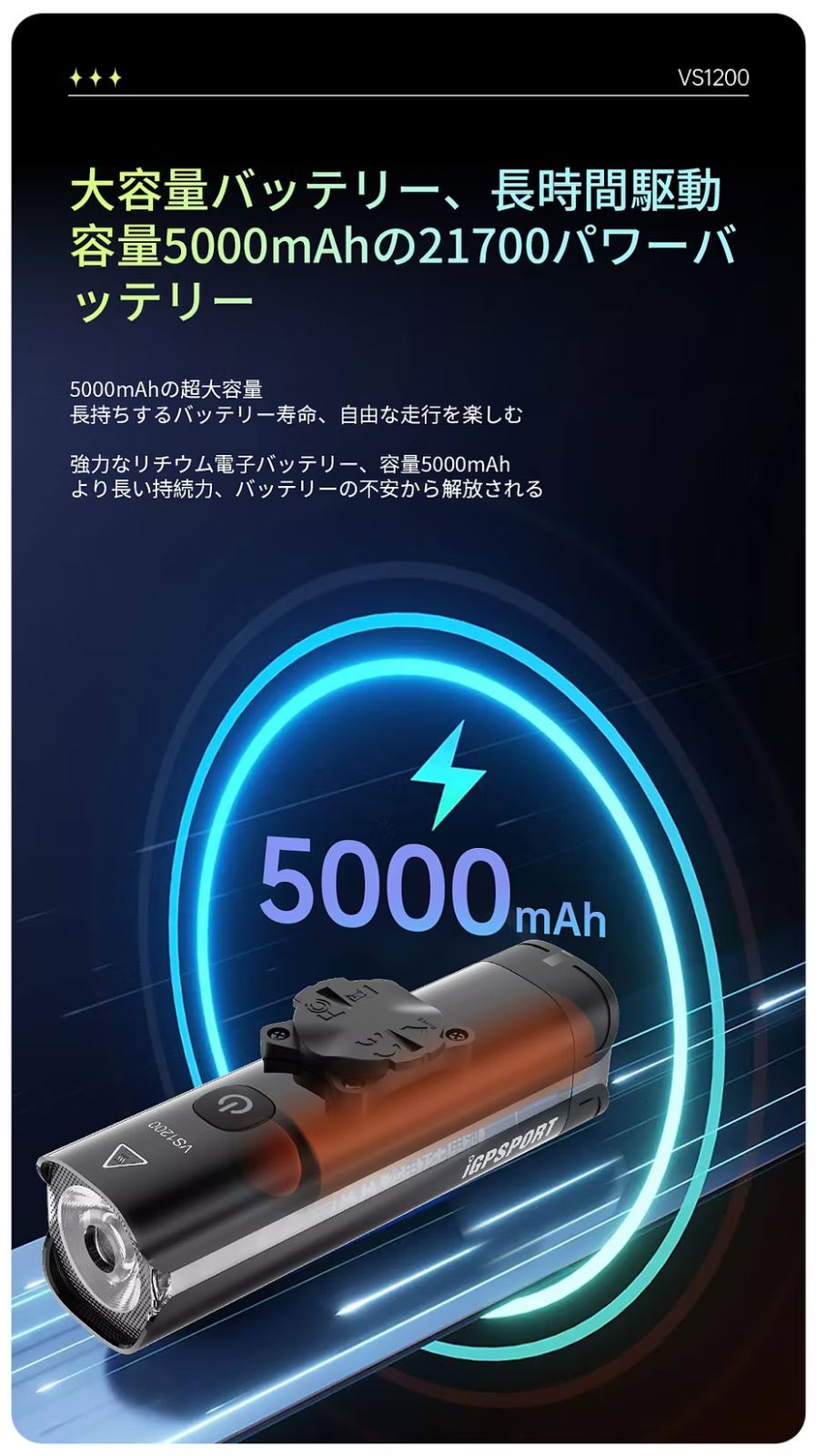 iGPSPORT アイジーピースポーツ スマートフロントライト VS1200 マウントM80付属 BILLOVLOGS_CO_UK