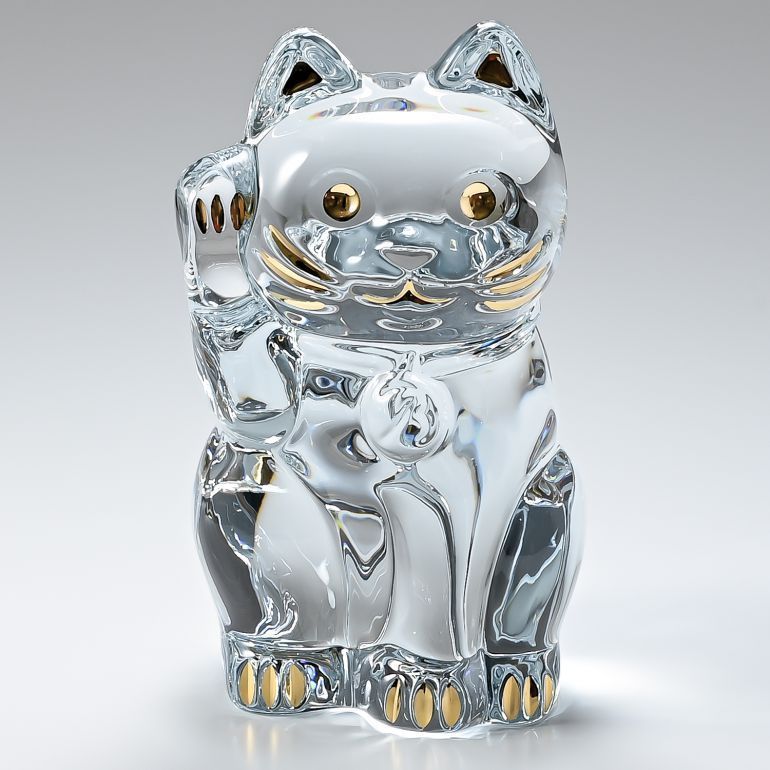新品 バカラ クリスタルフィギュア 招き猫 まねき猫 縁起物 高さ24cm