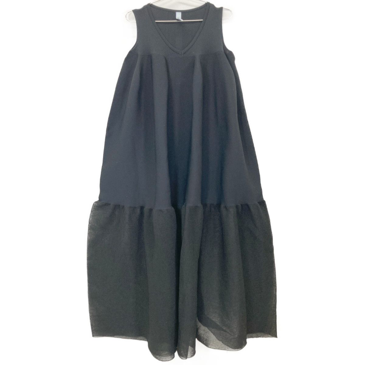 CFCL シーエフシーエル 23 SS ﾌﾞﾗｯｸ POTTERY LUCENT DRESS 2 ｼｱｰﾜﾝﾋﾟｰｽ 3