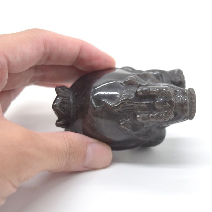 龍亀 ロングイ オブシディアン 天然石製置物 黒曜石 6cm - メルカリ