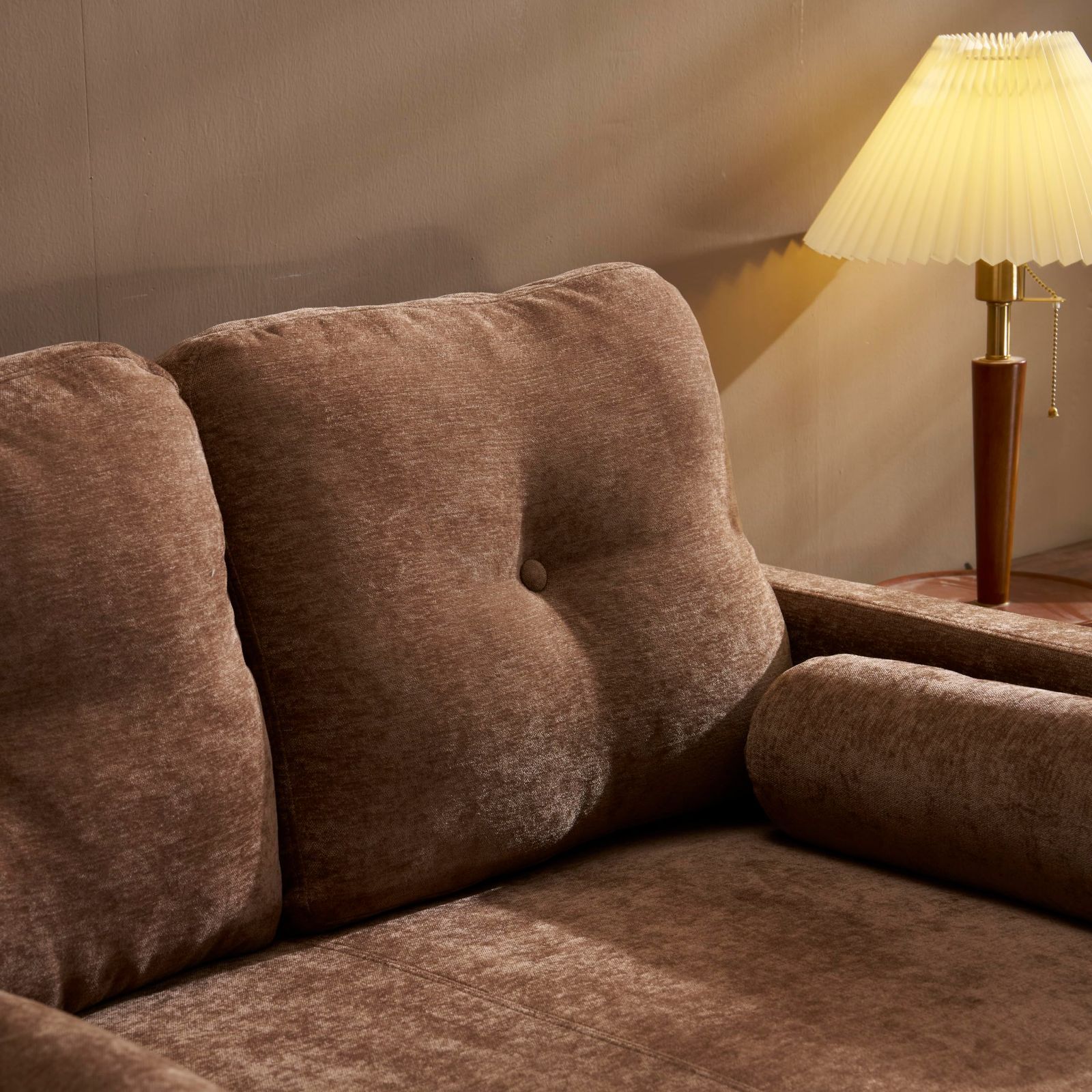 sofa 天然木脚 弾力 傷防止フェルト付き カウチソファー ダークブラウン レイアウト自由 肘付き 北欧 ヘッドソファー ローソファ 取り外し な背もたれ クッション付き 幅116.5×奥行き53 2人掛け ソファー オーエスジェイ OSJ MARWIL-DEMENAGEMENTS_CH