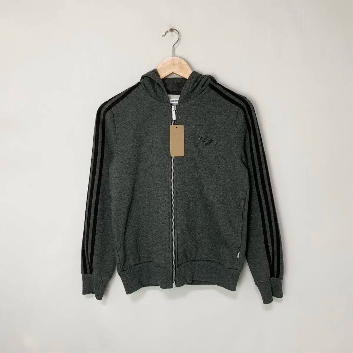 adidas アディダス ホットフィックス キュービック 3本線 ジップアップパーカー フード付き グレー 100 レディース ヴィンテージ