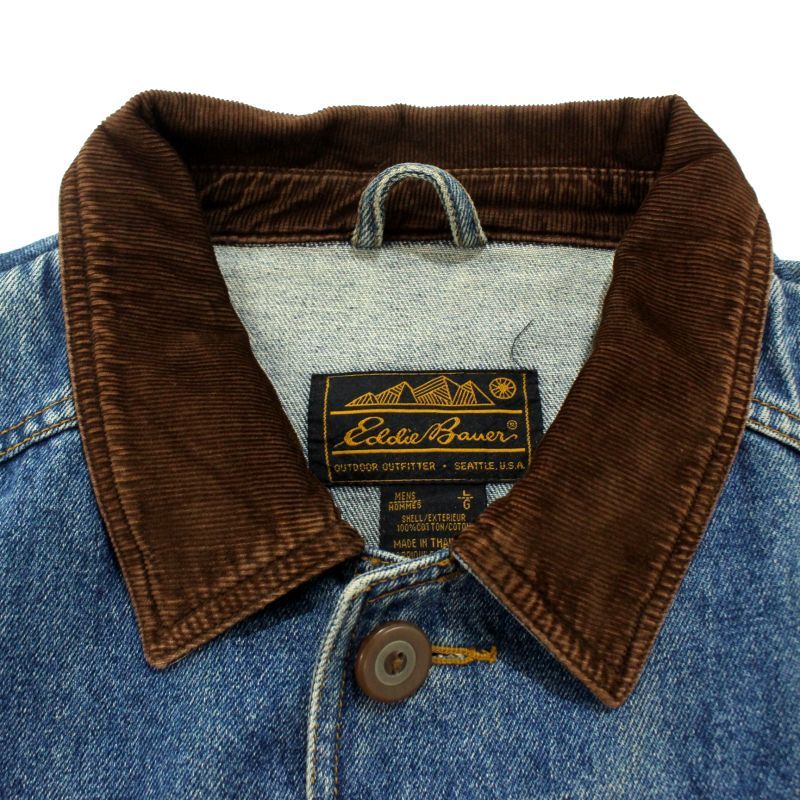 90s vintage Eddie Bauer デニム 襟コーデュロイ ハンティング
