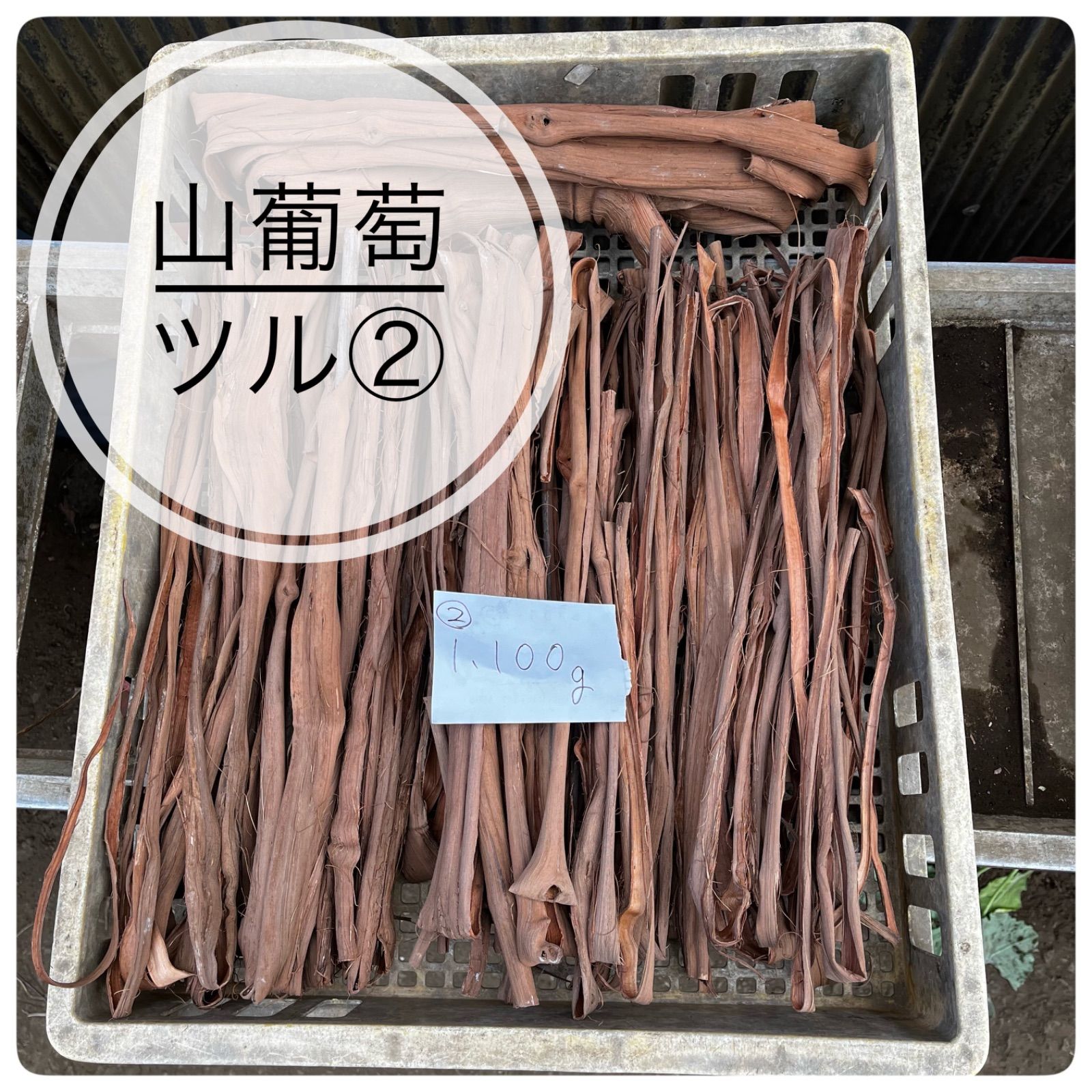 商品番号②【長野県産】国産山葡萄の蔓（原皮状態・約籠1個分・約1kg・ランダム幅）DIYクラフト素材