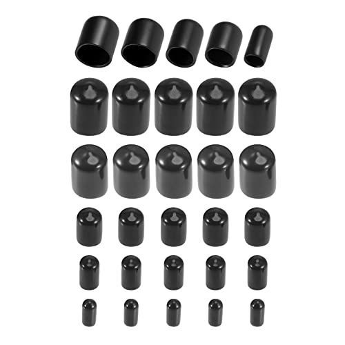 DMiotech 25個入り 6.3 mm 9.5mm 12.7mm 15.8mm 19mm ID ブラック ねじプロテクタ ゴムエンド キャップ ボルトカバー ボルト用 家具パイプ