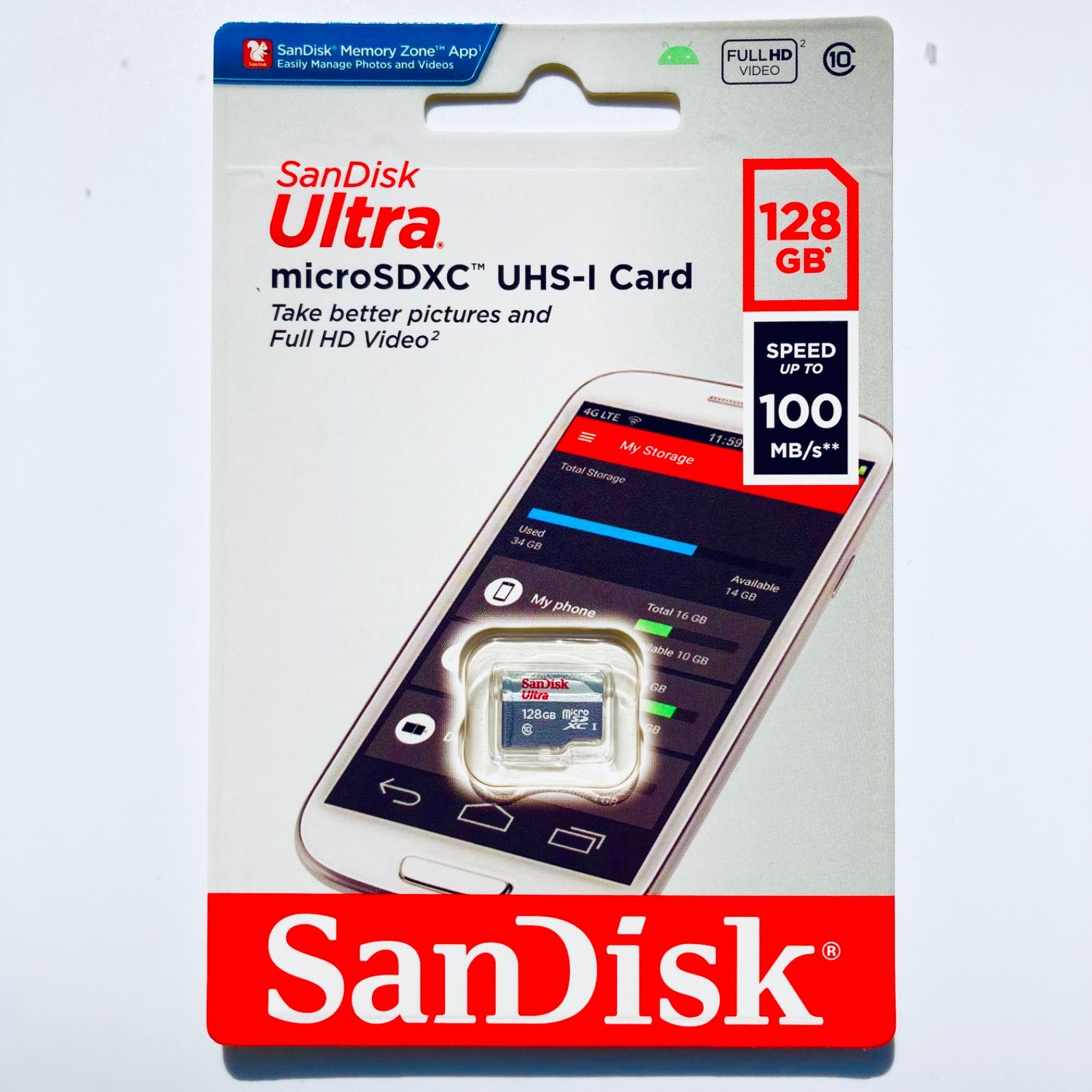 SanDisk microSD 128GB マイクロSDカード 1枚100M/秒