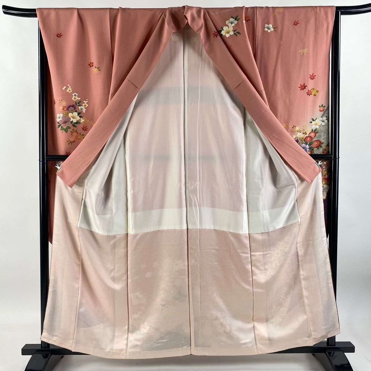 振袖 身丈160cm 裄丈67.5cm L 袷 椿 七宝 金糸 金彩 ピンク 正絹 秀品 WWW_WOWDIGSITE_COM