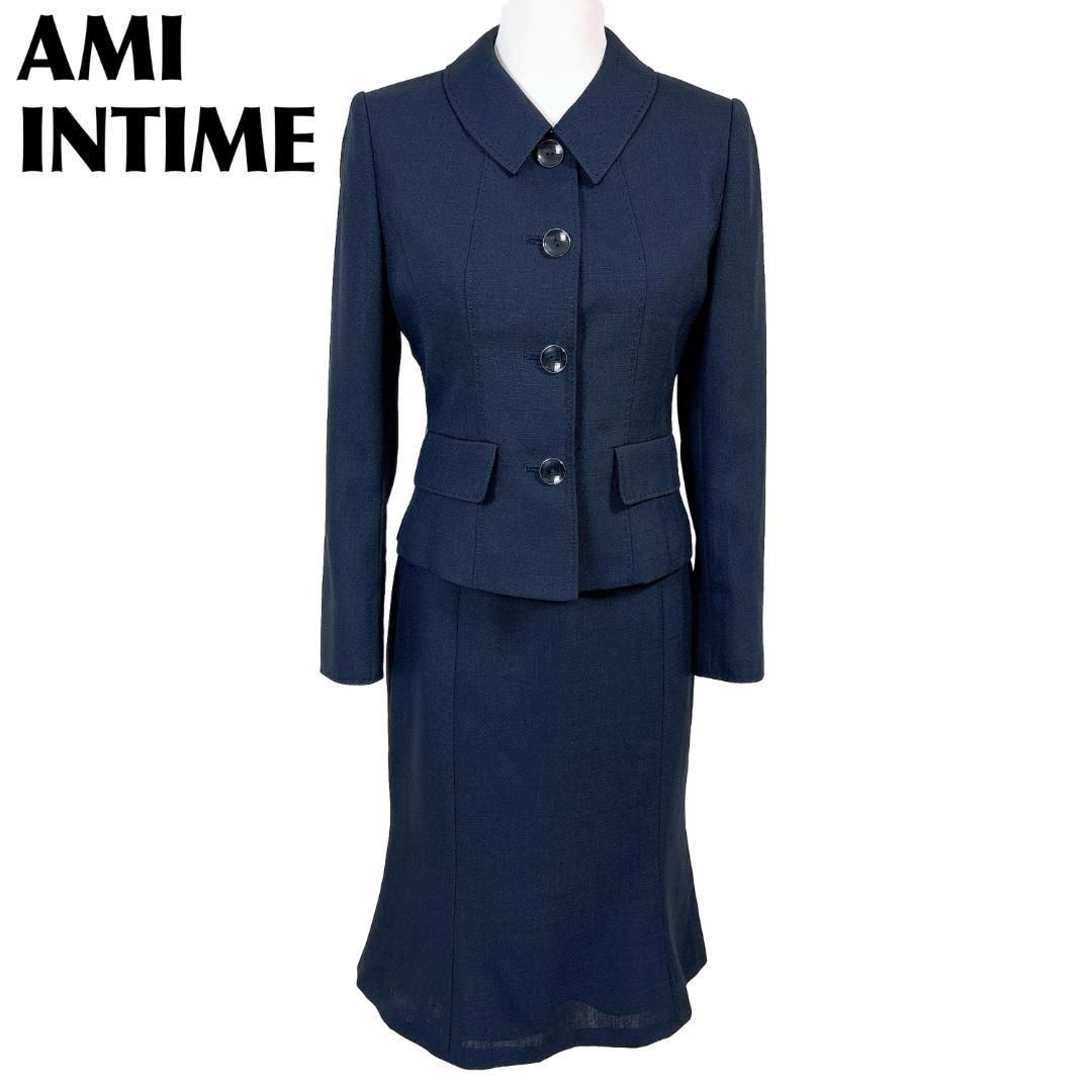 AMI INTIME スカートセットアップ 9 無地 ネイビー