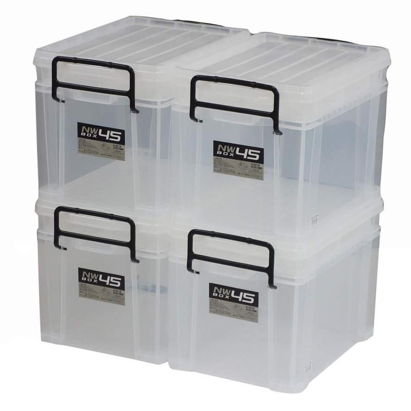 JEJアステージ 収納ボックス NWボックス 45 クリア 奥行54.5×高さ39×幅37.9cm 4個セット アウトドア カー用品 収納 ホビー DIY