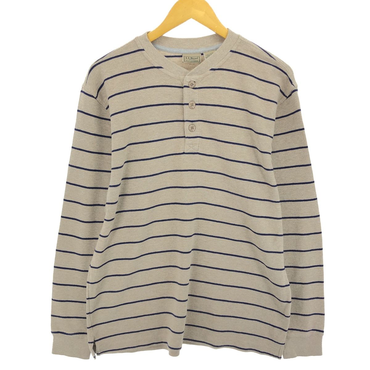 古着 エルエルビーン L.L.Bean ボーダー柄 ヘンリーネック サーマル 