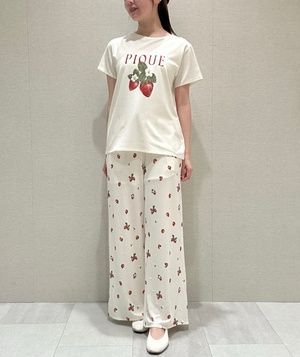 gelato pique いちごワンポイントTシャツ-ロングパンツ オフホワイト OWNT