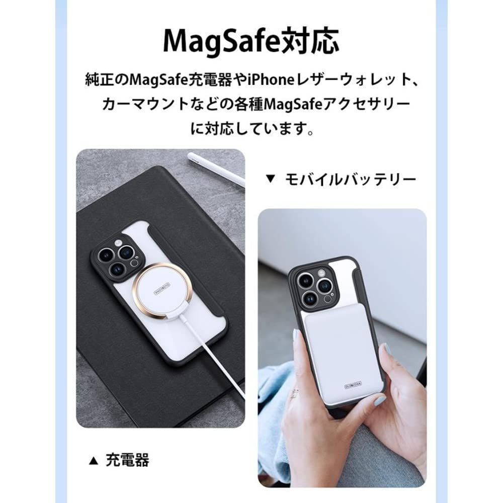 iPhone 14 Plus ケース Magsafe 対応 手帳型 クリア 耐衝撃 内蔵