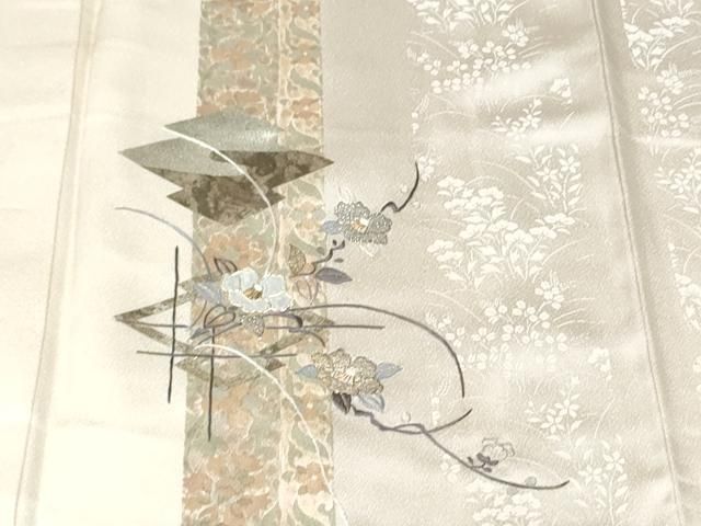 平和屋着物●上質な色無地　舞花地紋　肌色　正絹　逸品　CAAX4525ut 平和屋着物○上質な色無地 舞花地紋 肌色 正絹 逸品 CAAX4525ut