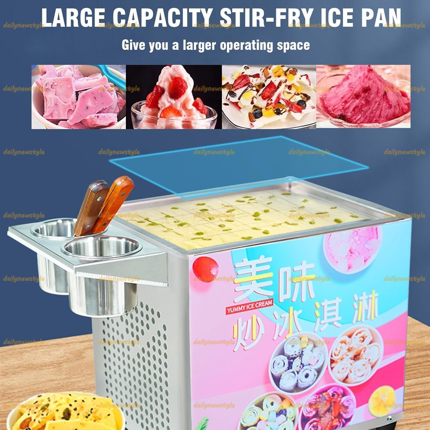 業務用ロールヨーグルトアイスクリームマシン ステンレス製かき氷パン